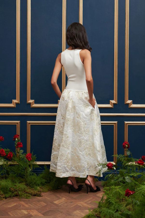 Sister Jane Sophia Jacquard Midi Dress - Pearled Ivory | Garmentory