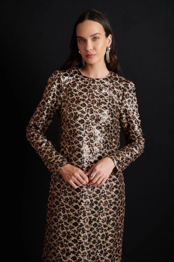 slim fit dress slacks Gold Leopard Dress main image 0