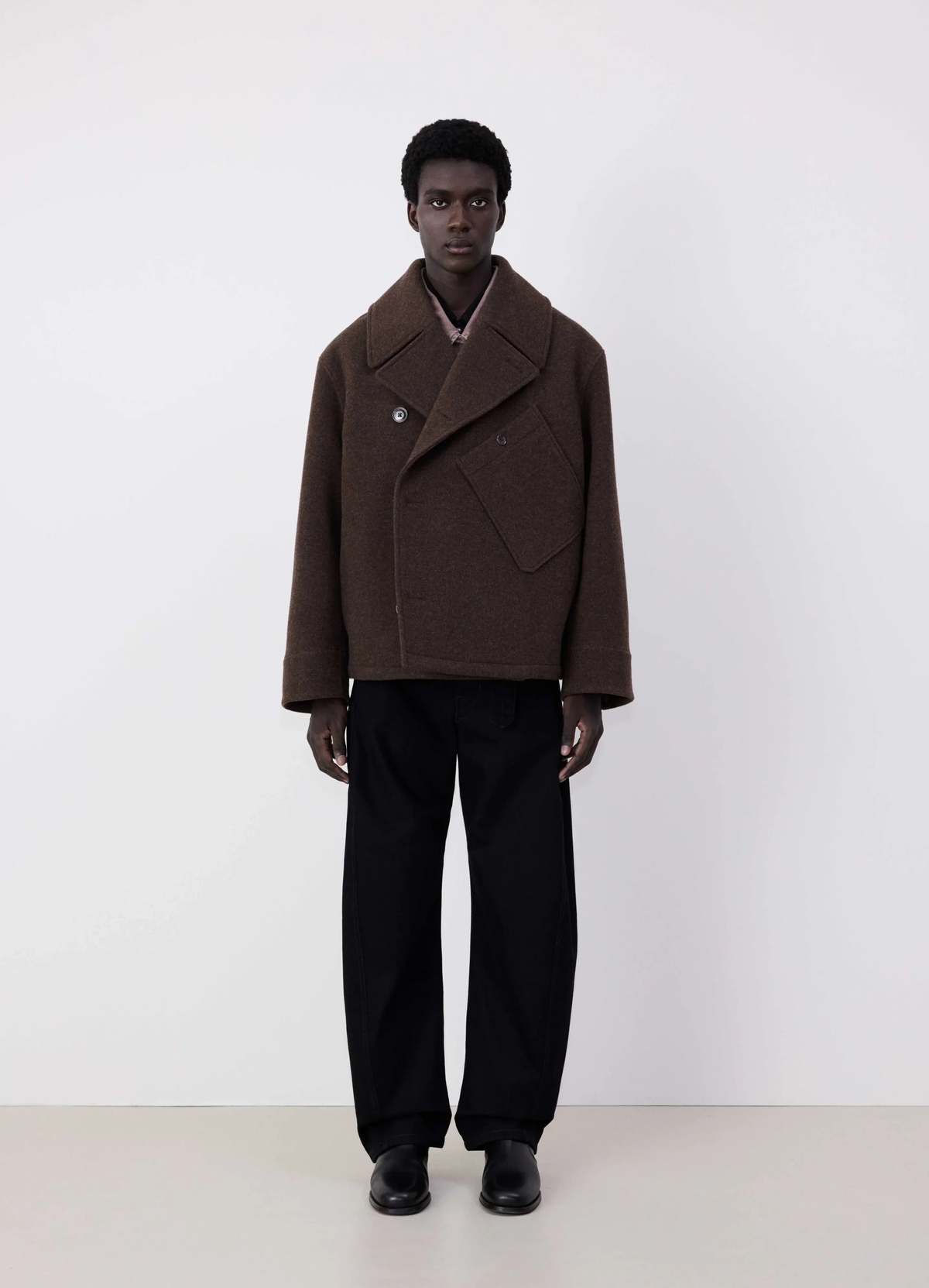Lemaire Dispatch Peacoat - Brown Chine | Garmentory