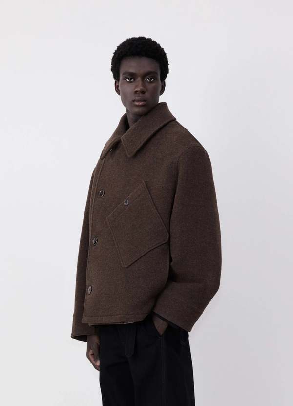 Lemaire Dispatch Peacoat - Brown Chine | Garmentory