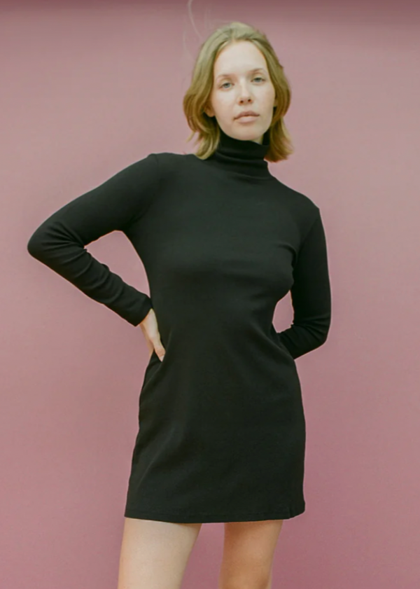 Gil Rodriguez Turtleneck Long Sleeve Bellevue Mini Dress - Black |  Garmentory