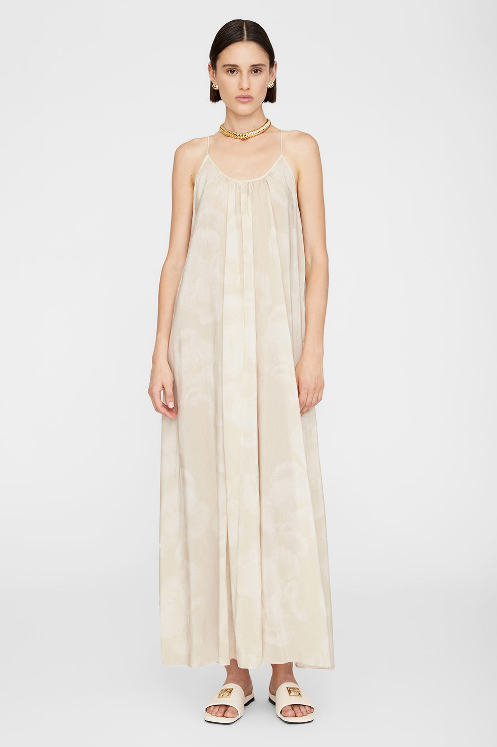 Anine Bing Aida Maxi Dress - Oat Mushroom Print | Garmentory