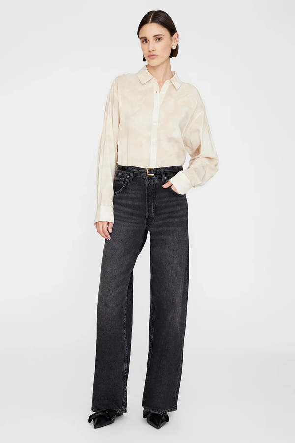 Anine Bing Braxton Shirt - Oat Mushroom Print