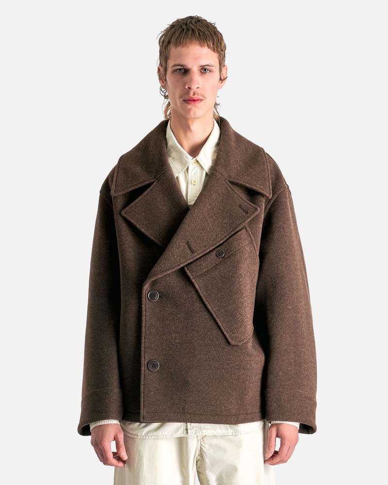 Lemaire Dispatch Peacoat - Brown Chine | Garmentory