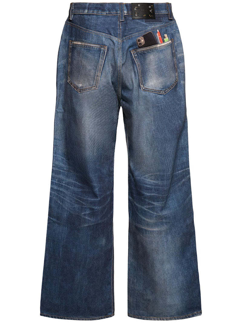 【ANDERSSON BELL】TROMPE L'OEIL PRINTED DENIM PANTS★大人気 Andersson Bell Trompe L'Oeil Printed Jeans in Navy Blue