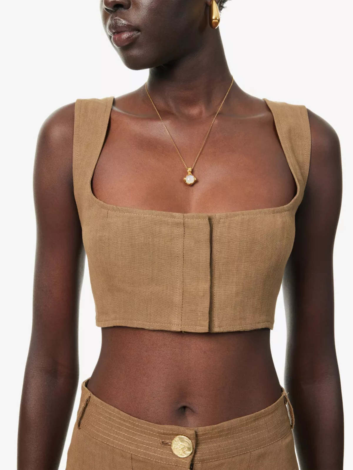 Le Kasha Jirja Linen Bralette - Tobacco - Image 1 of 5