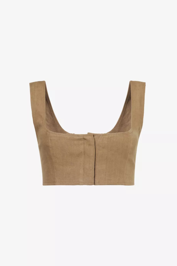 Le Kasha Jirja Linen Bralette - Tobacco