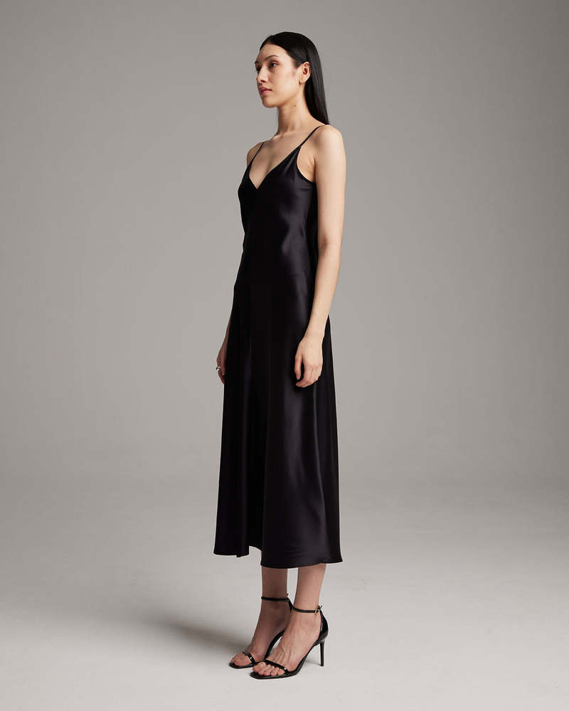 ★ POSZER★ V-neck cotton dress black 252VNCDS003F ZIP-FRONT V-NECK MIDI DRESS - BLACK | COS