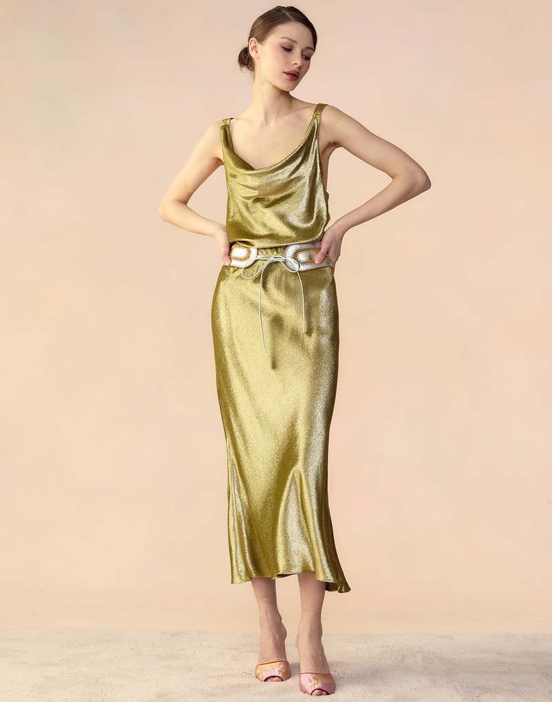 Cynthia Rowley Shimmering Siren Skirt - Olive | Garmentory