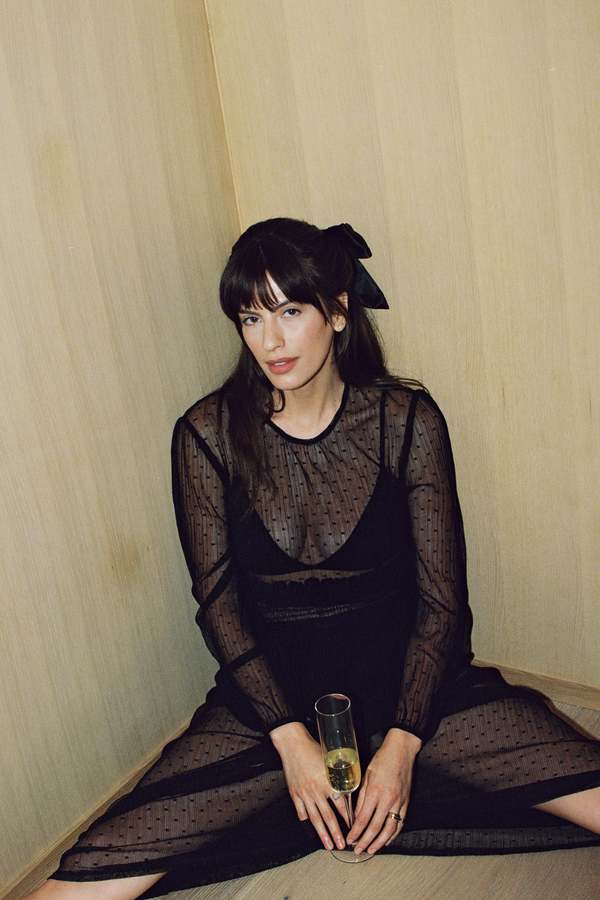 Whimsy + Row Greta Dress - Black Sheer Polka Dot on Garmentory
