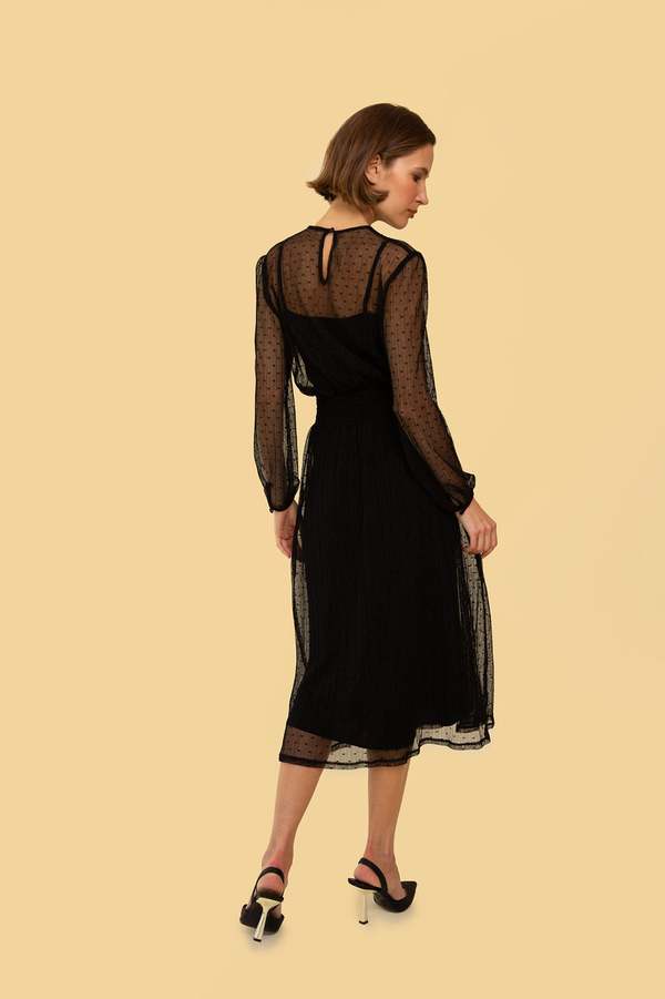 sheer polka dot black dress Midsummer Flutter Fit & Flare Dress main image 0