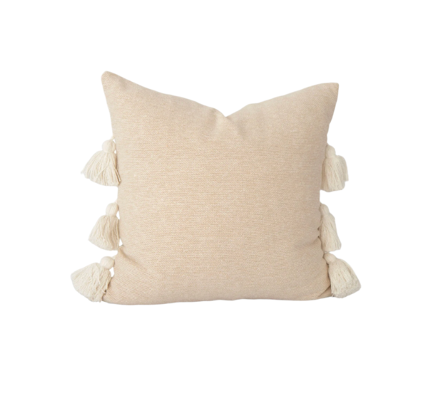 Tajik Home Coraline Tassel Pillow - Tan