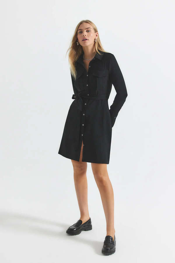 black dress with white collar zara ALEXIS | Versaille Dress