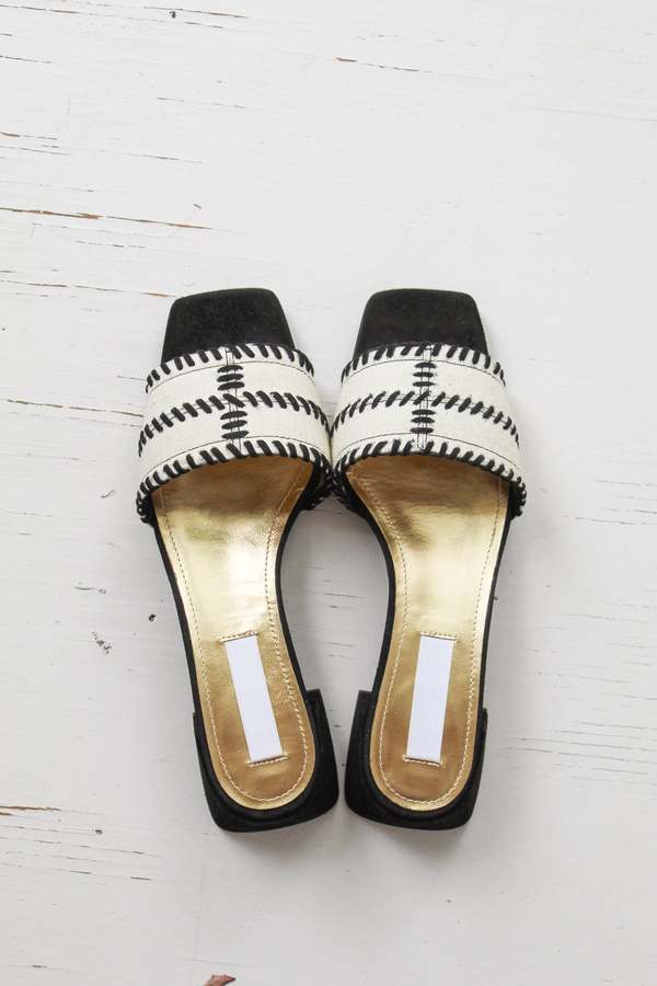 Suzanne Rae Whip Stitch Slide - Black/Cream