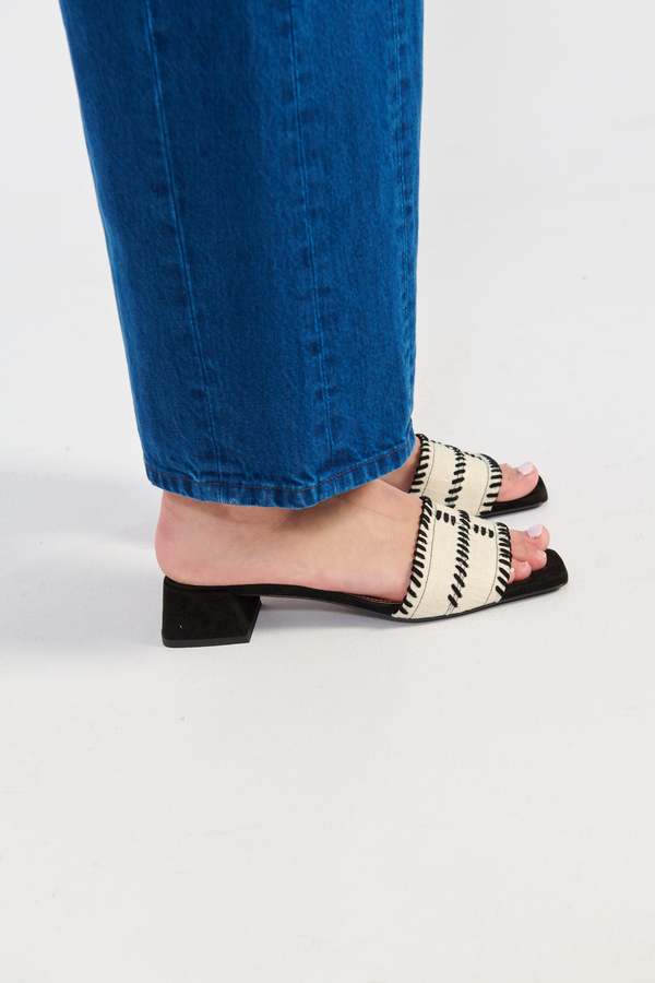 Suzanne Rae Whip Stitch Slide - Black/Cream