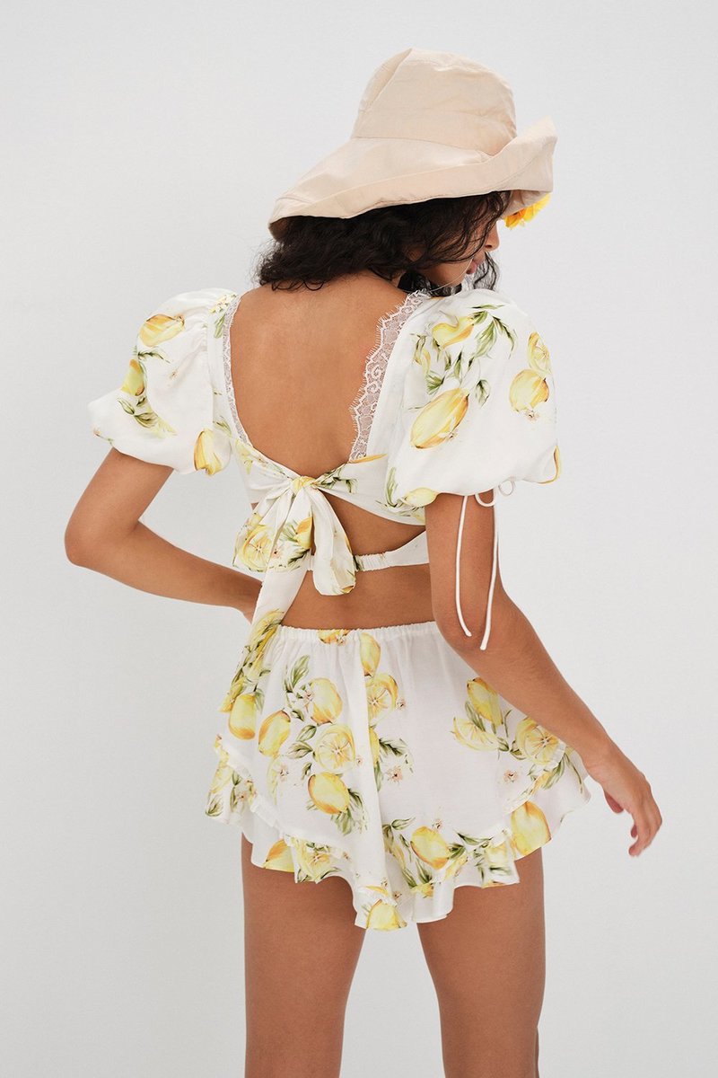 yellow frill crop top