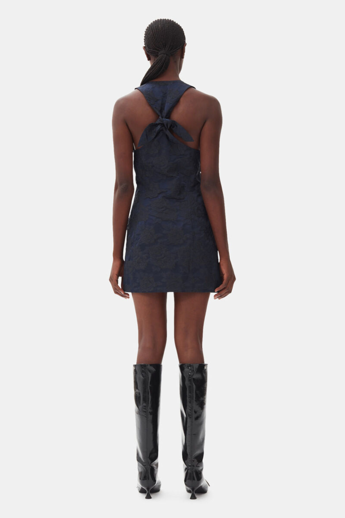 ☆Ganni☆ Botanical Jacquard Strap Midi One Piece Peacoat F9