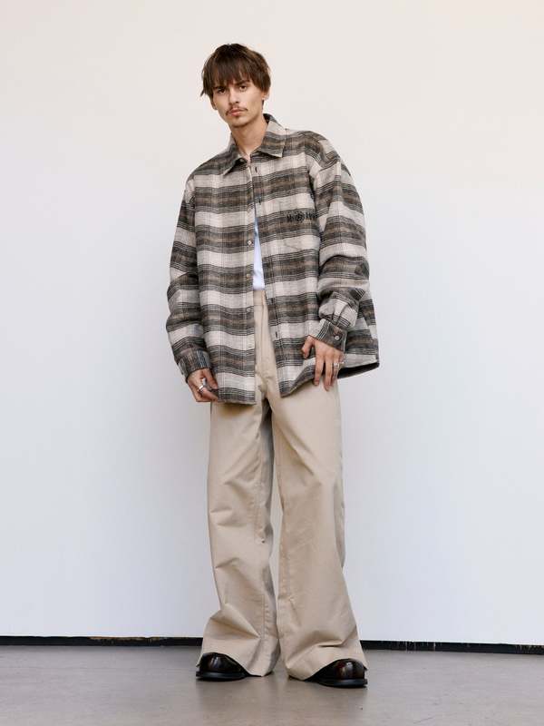 Martine Rose Check Long Sleeve Overshirt - Brown | Garmentory