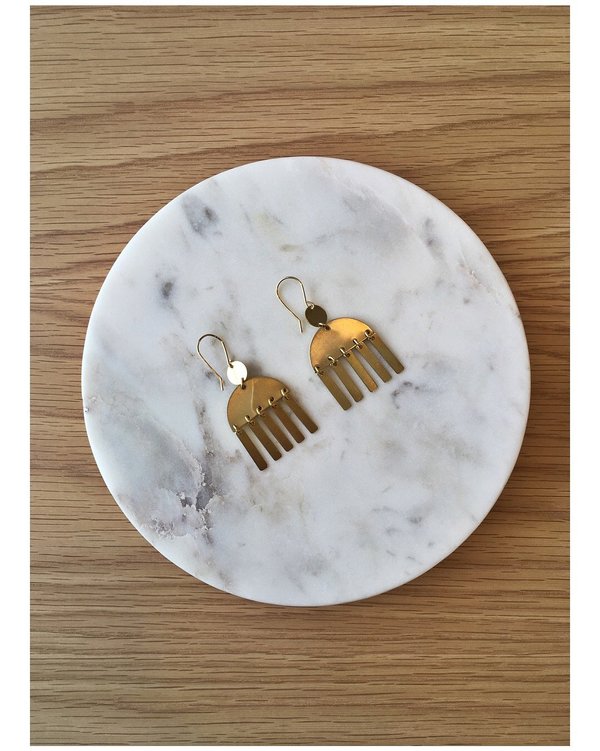 Pegs Hardware Rah Earrings - Brass Pegs Hardware Rah Earrings - Brass