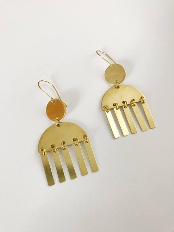 Pegs Hardware Rah Earrings - Brass Pegs Hardware Rah Earrings - Brass
