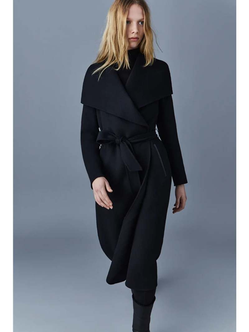 Mackage Mai Double-face Wool Wrap Coat Black