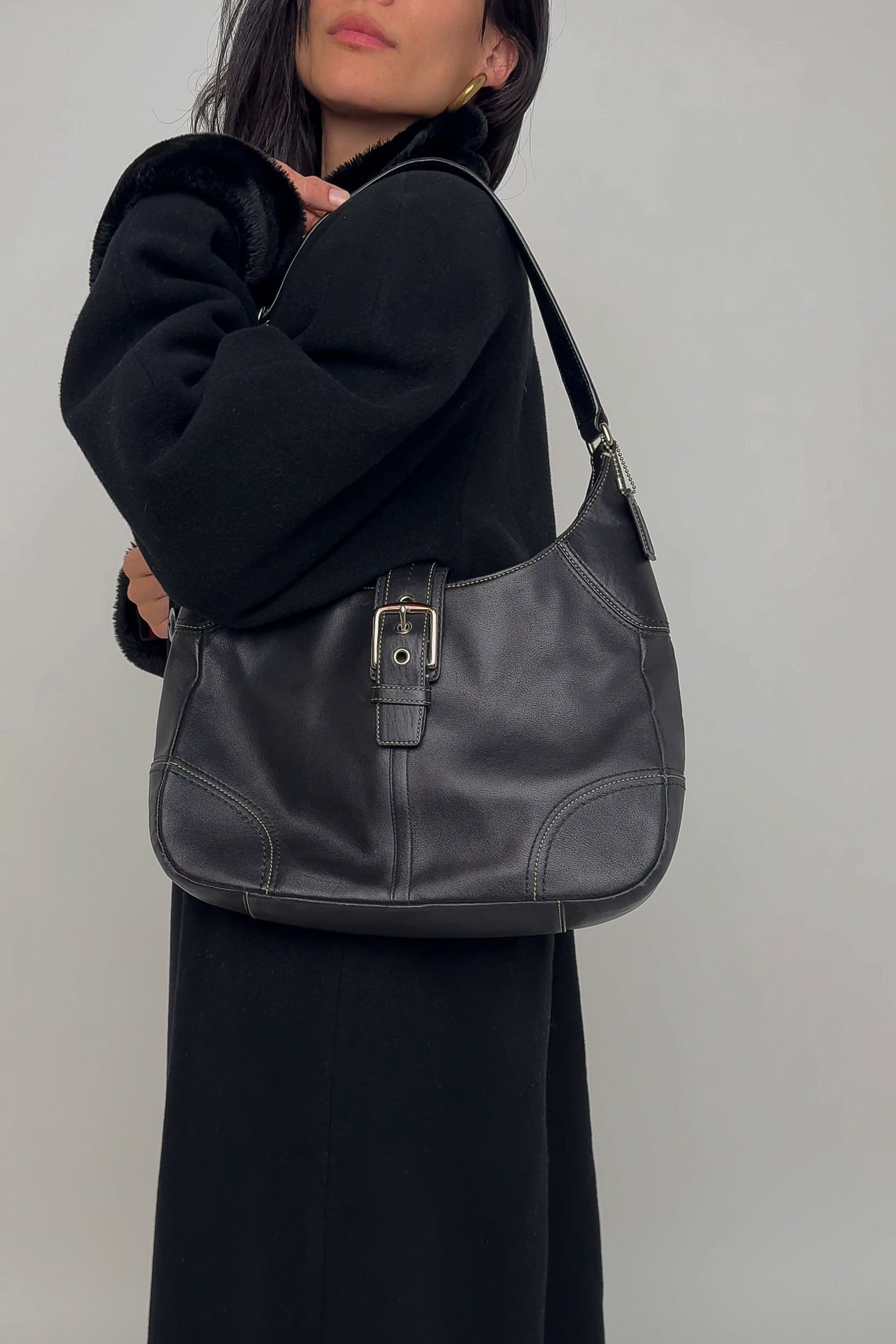 Vintage Coach Leather Shoulder Bag - Obsidian | Garmentory