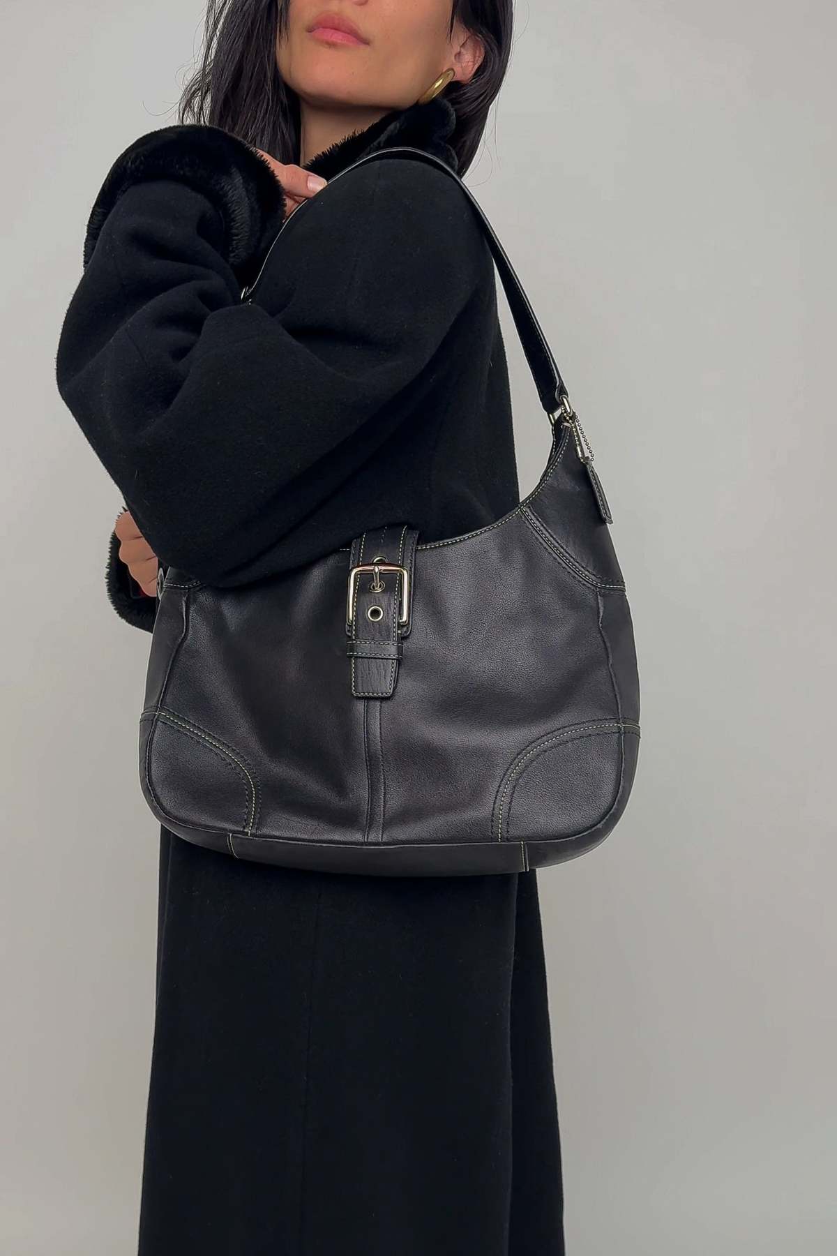 Vintage Coach Leather Shoulder Bag - Obsidian | Garmentory