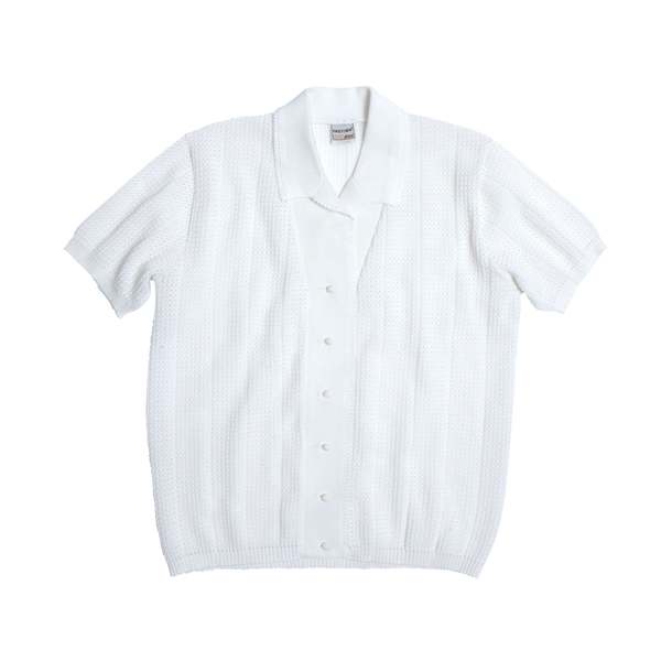 Sundazed Waffle Knit Picot Collar Polo Shirt - White