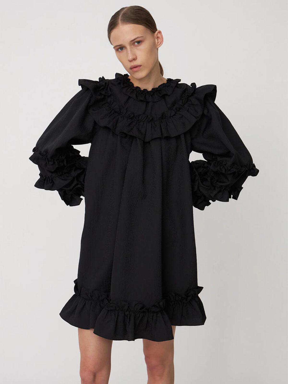 stella nova Light Weight Mini Frill Dress - Black