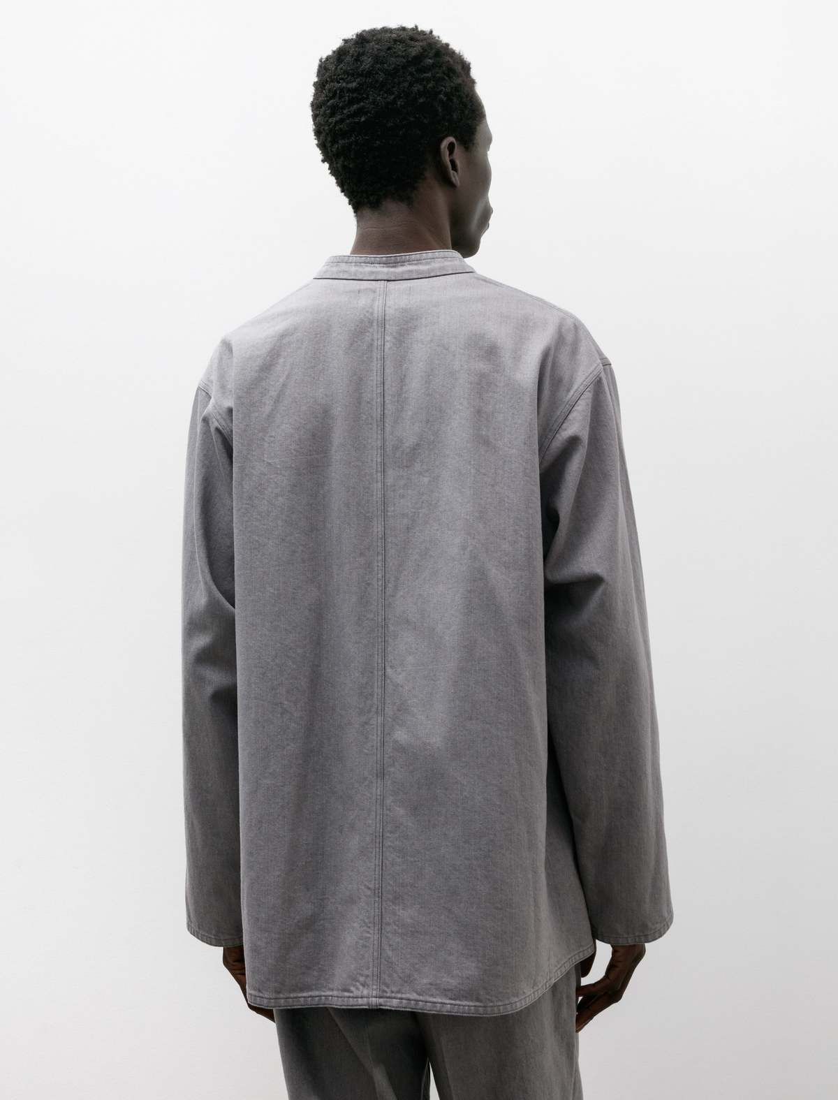 Ernie Palo Denim No Collar Jacket - Gray | Garmentory