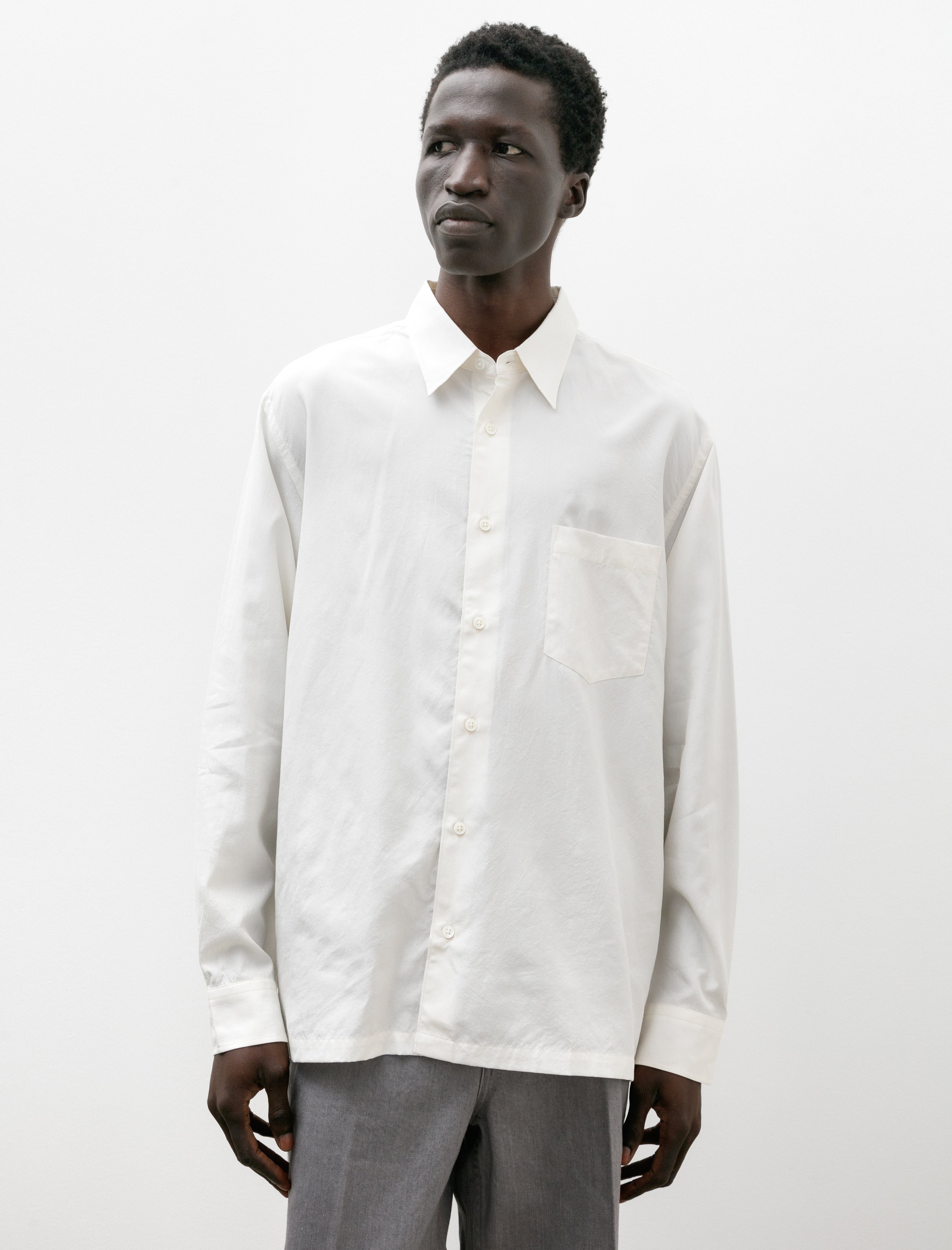 新品 Ernie Palo 25SS Silk Linen Shirt 46 Ernie Palo Standard Silk Shirt - White | Garmentory