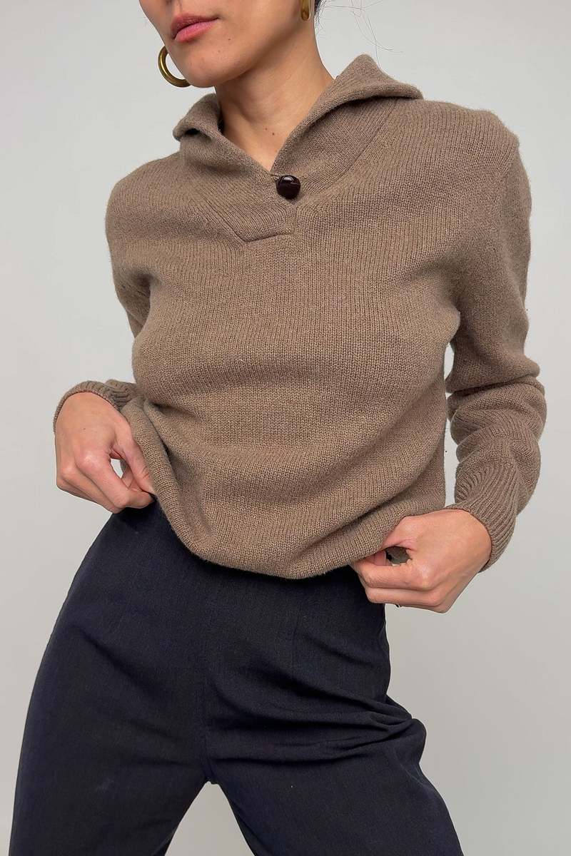 Vintage Brooks Brothers Lambswool Shawl Collar Sweater Mocha on Garmentory