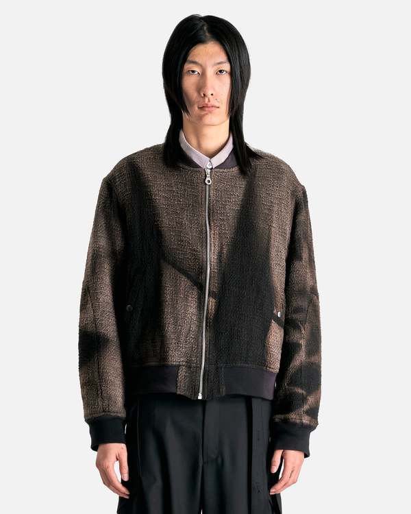 JiyongKim Sun-Bleached Tweed Bomber - Black | Garmentory