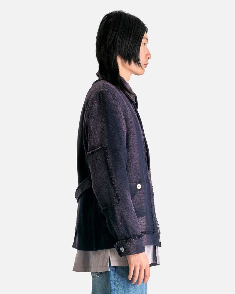 JiyongKim Sun-Bleached Tweed Jacket - Navy JiyongKim Sun-Bleached Tweed Jacket - Navy