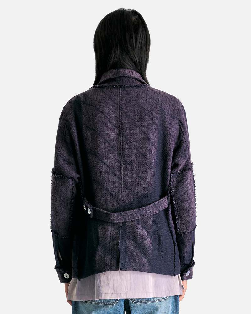 JiyongKim Sun-Bleached Tweed Jacket - Navy JiyongKim Sun-Bleached Tweed Jacket - Navy