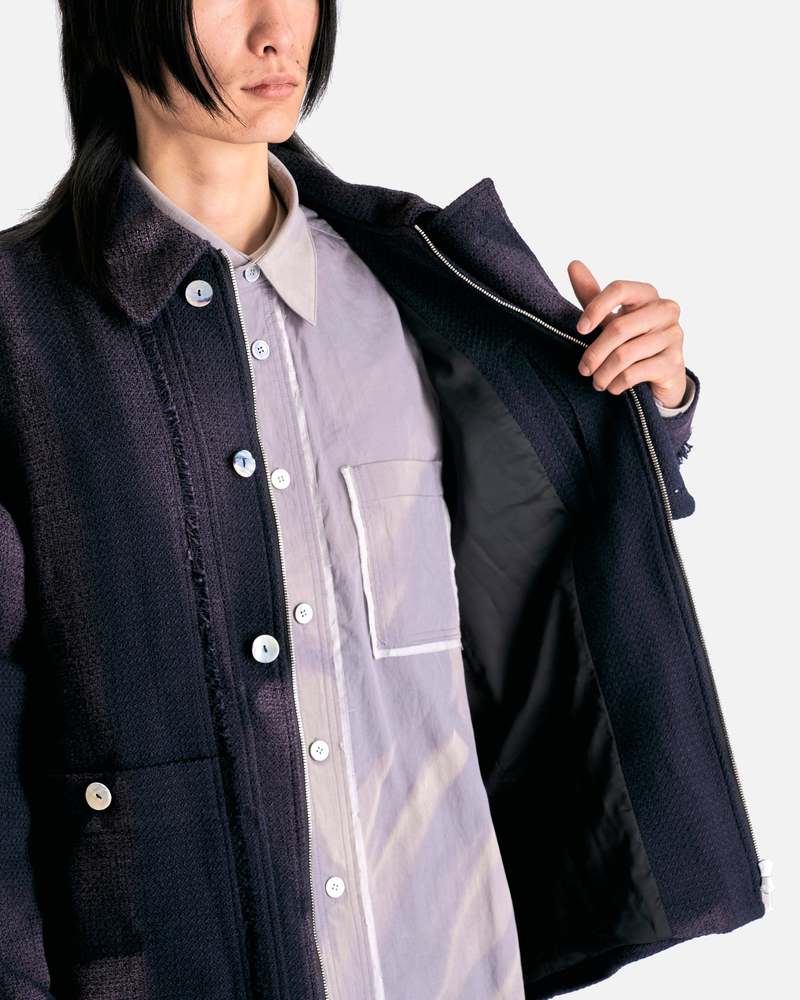 JiyongKim Sun-Bleached Tweed Jacket - Navy JiyongKim Sun-Bleached Tweed Jacket - Navy
