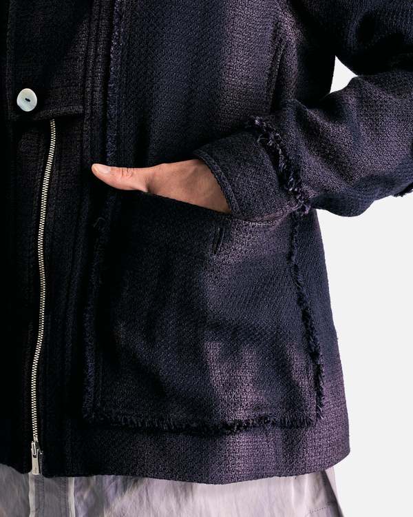 JiyongKim Sun-Bleached Tweed Jacket - Navy JiyongKim Sun-Bleached Tweed Jacket - Navy