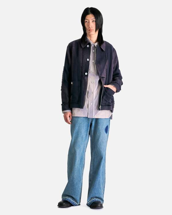 JiyongKim Sun-Bleached Tweed Jacket - Navy JiyongKim Sun-Bleached Tweed Jacket - Navy