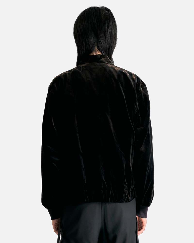 JiyongKim Sun-Bleached Velvet Shawl Collar Bomber - Black JiyongKim Sun-Bleached Velvet Shawl Collar Bomber - Black