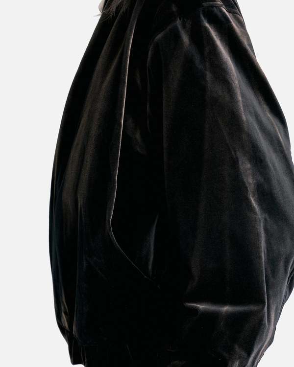 JiyongKim Sun-Bleached Velvet Shawl Collar Bomber - Black JiyongKim Sun-Bleached Velvet Shawl Collar Bomber - Black