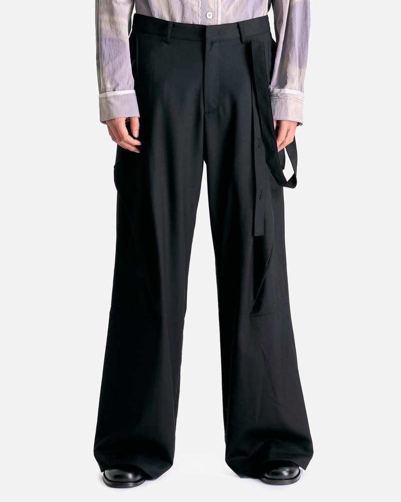 JiyongKim Tailored Detachable Pocket Wide Trouser - Black JiyongKim Tailored Detachable Pocket Wide Trouser - Black