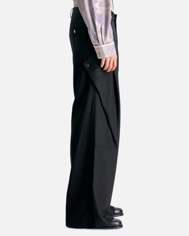 JiyongKim Tailored Detachable Pocket Wide Trouser - Black JiyongKim Tailored Detachable Pocket Wide Trouser - Black