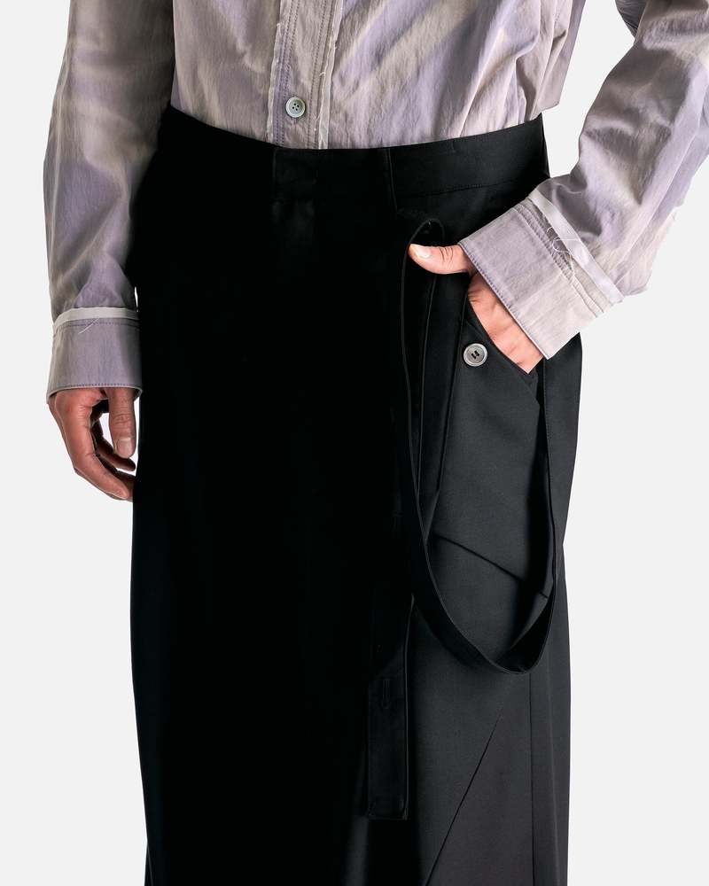 JiyongKim Tailored Detachable Pocket Wide Trouser - Black JiyongKim Tailored Detachable Pocket Wide Trouser - Black