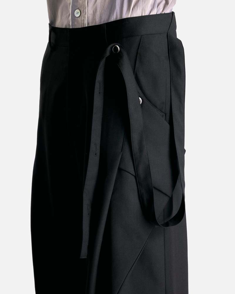 JiyongKim Tailored Detachable Pocket Wide Trouser - Black JiyongKim Tailored Detachable Pocket Wide Trouser - Black