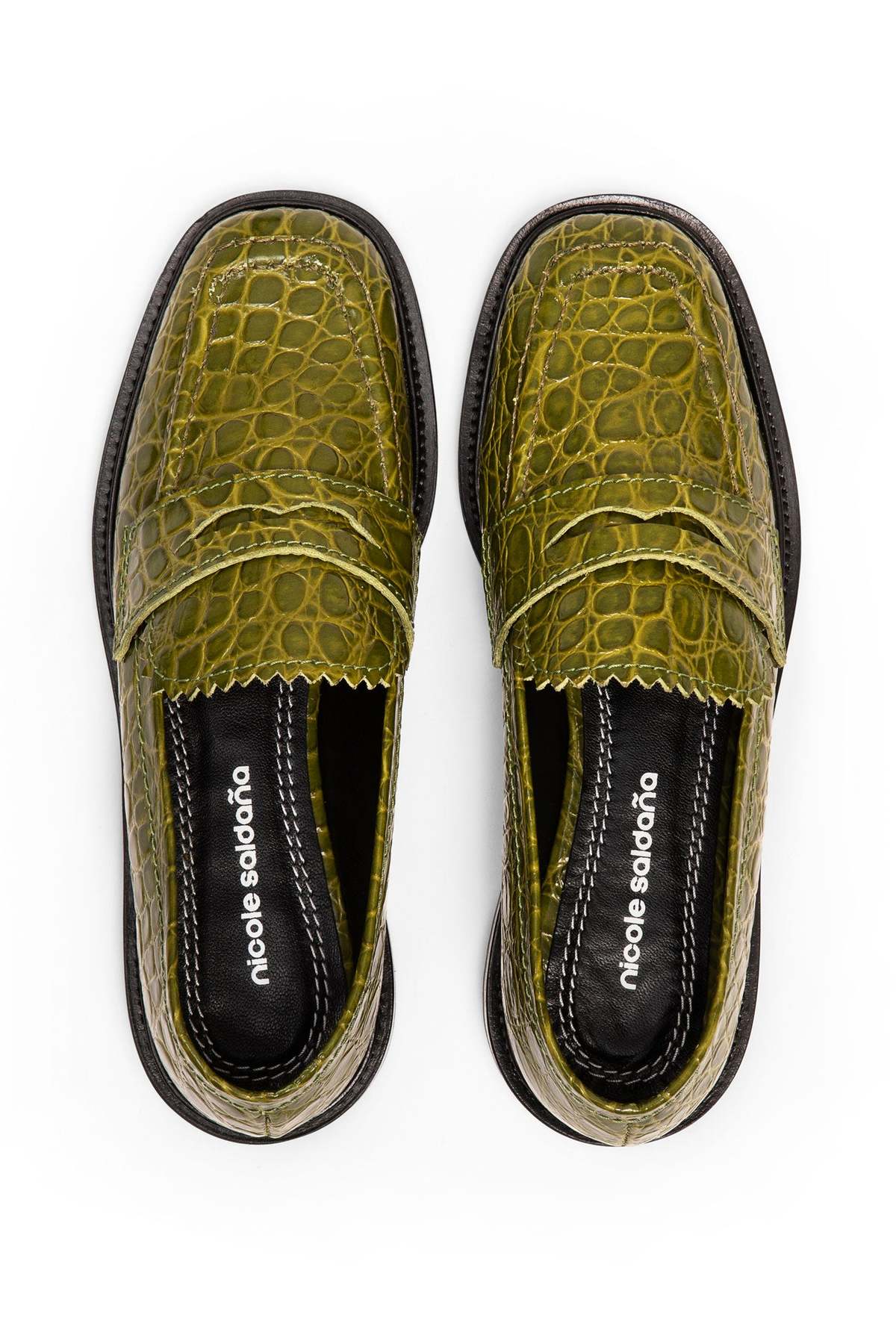 Nicole Saldana Jay 3.0 Loafer - Chartreuse Embossed Croc