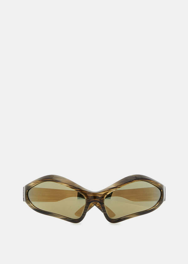 Balenciaga Fennec Oval Sunglasses - Horn/Mirror Bronze