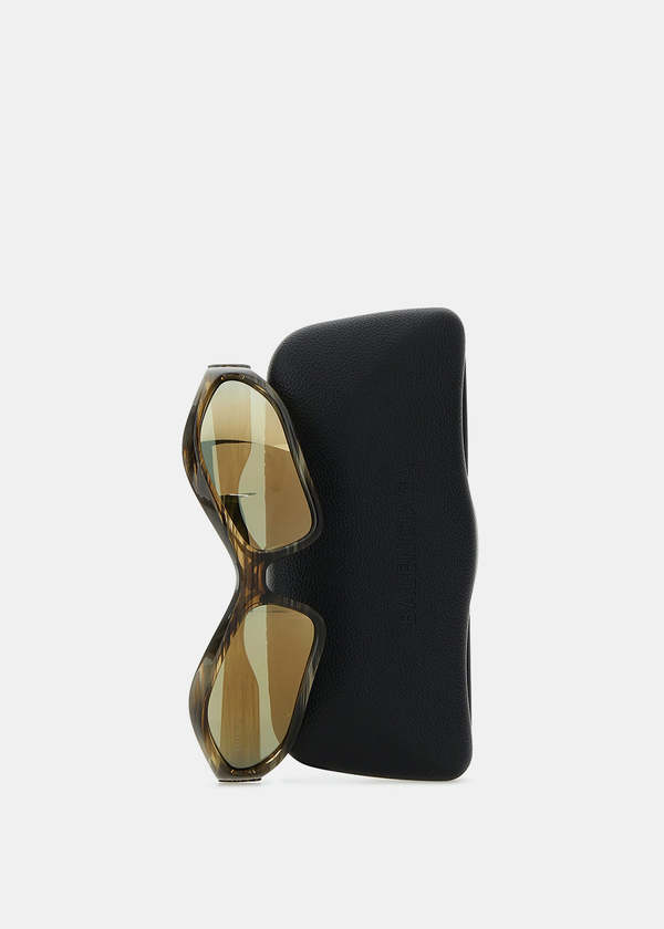 国内即発+BALENCIAGA+Fennec Oval サングラス Balenciaga Fennec Oval Sunglasses - Horn/Mirror Bronze