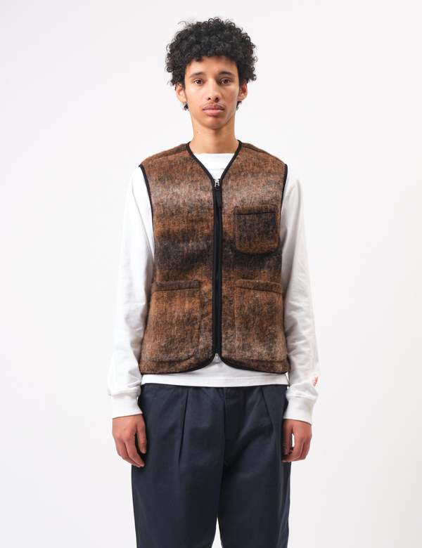 Universal Works Ombre Fleece Zip Gilet - Brown Universal Works Ombre Fleece Zip Gilet - Brown