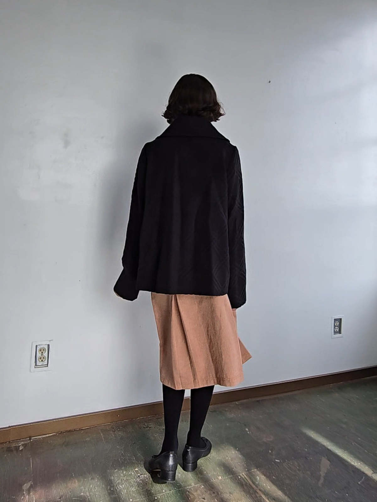 Angora + Silk Embossed Plaid Coat - Image 3 of 8