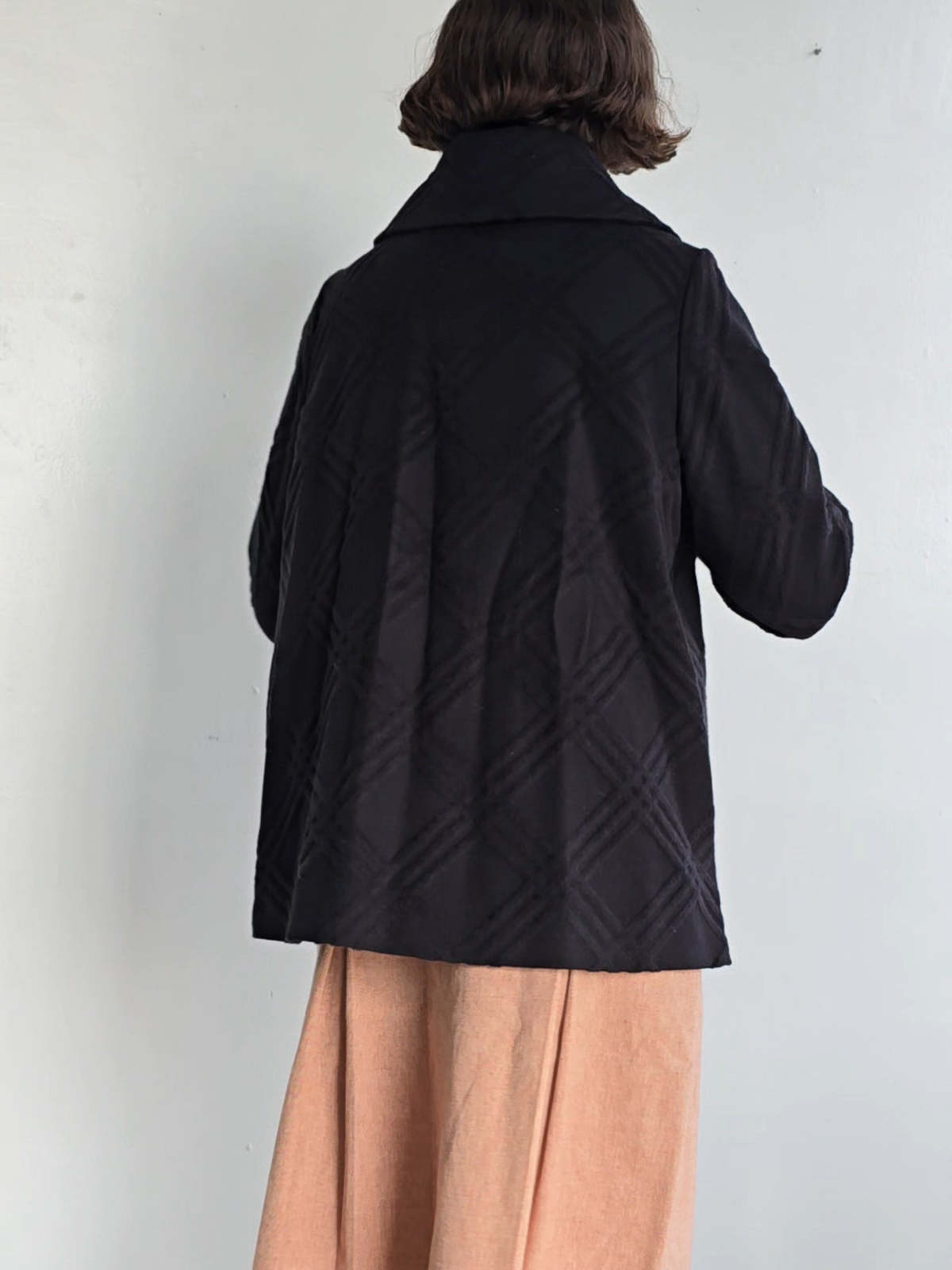 Angora + Silk Embossed Plaid Coat - Image 6 of 8